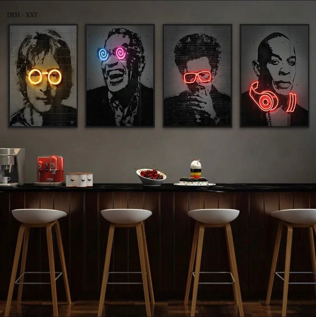 Abstract neon design artist photo frames